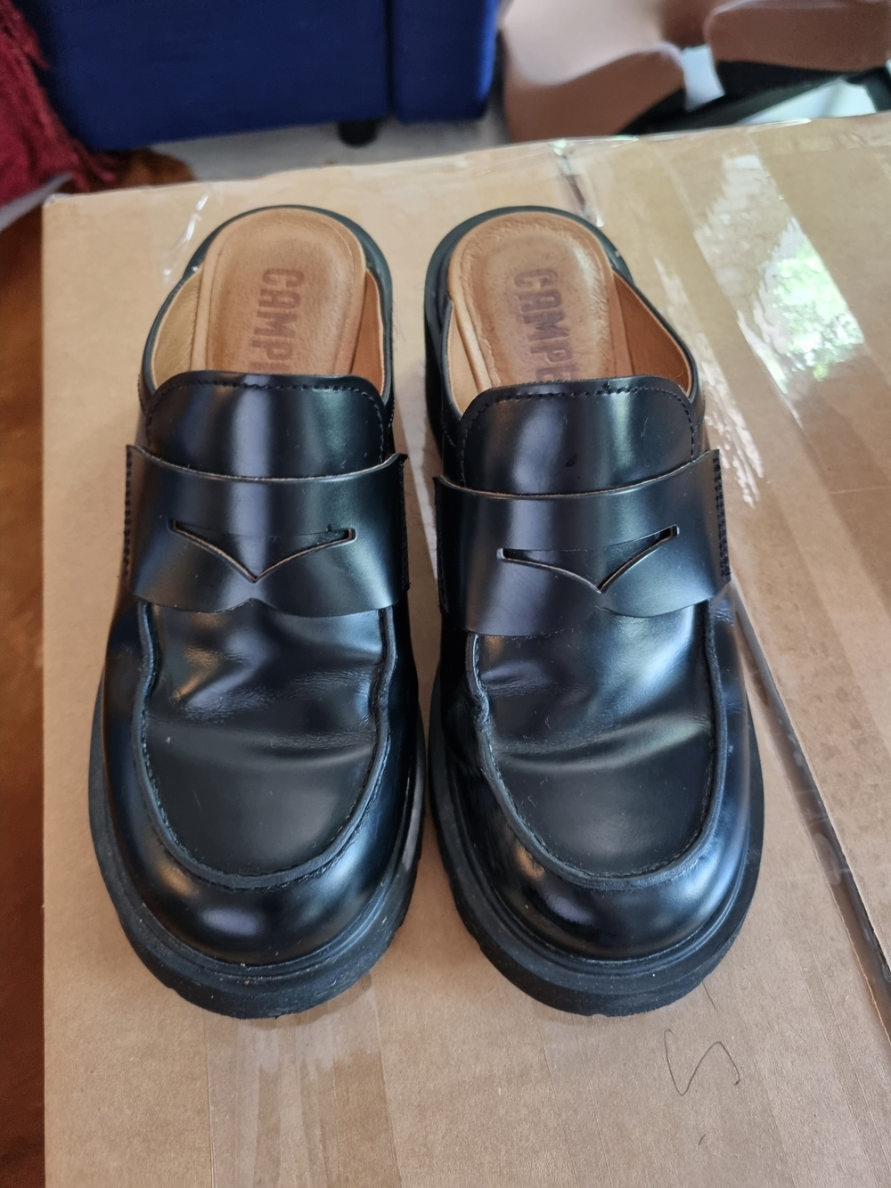 Camper Leather Slip-On Shoes/Mules/Clogs in Black